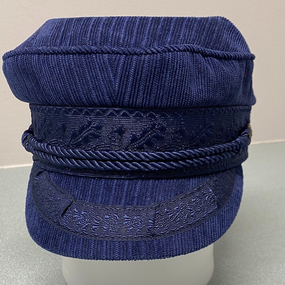 Brixton Navy Textured Fiddler Cap with Braided Cord
